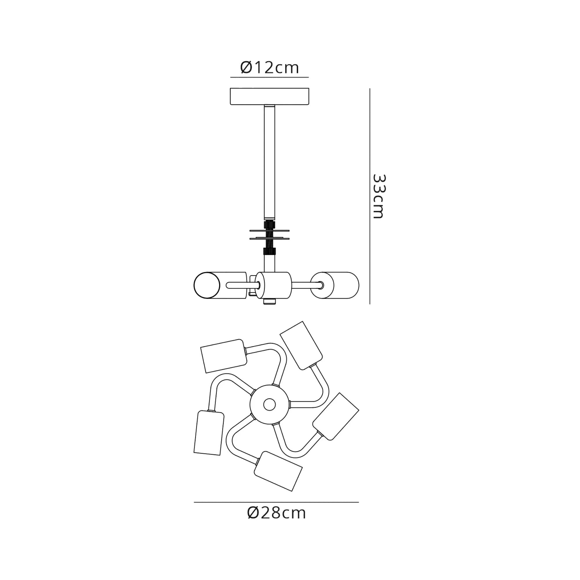 Baymont 50cm Semi Flush 5 Light Polished Chrome, Silver Leaf, Frosted Diffuser DK0816  Deco Baymont CH SL